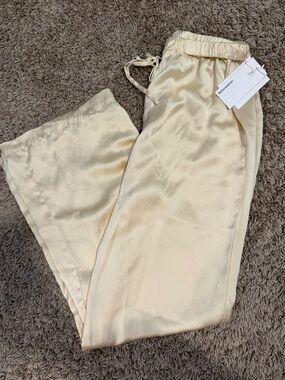 Reformation Olina Silk Pant, Sugar (cream), XS